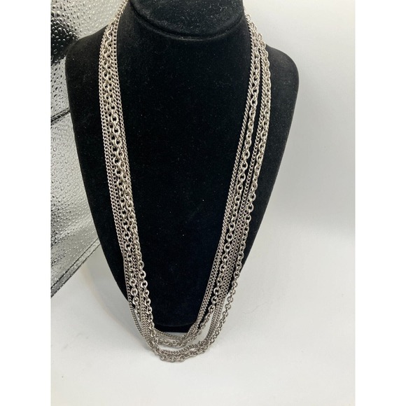 Stainless Steel 3 Strands of 2 Types Chain 25" Length Necklace! - Picture 2 of 6